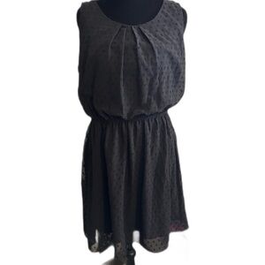 Elle Dress - black sleeveless with clipdot design - fully lined